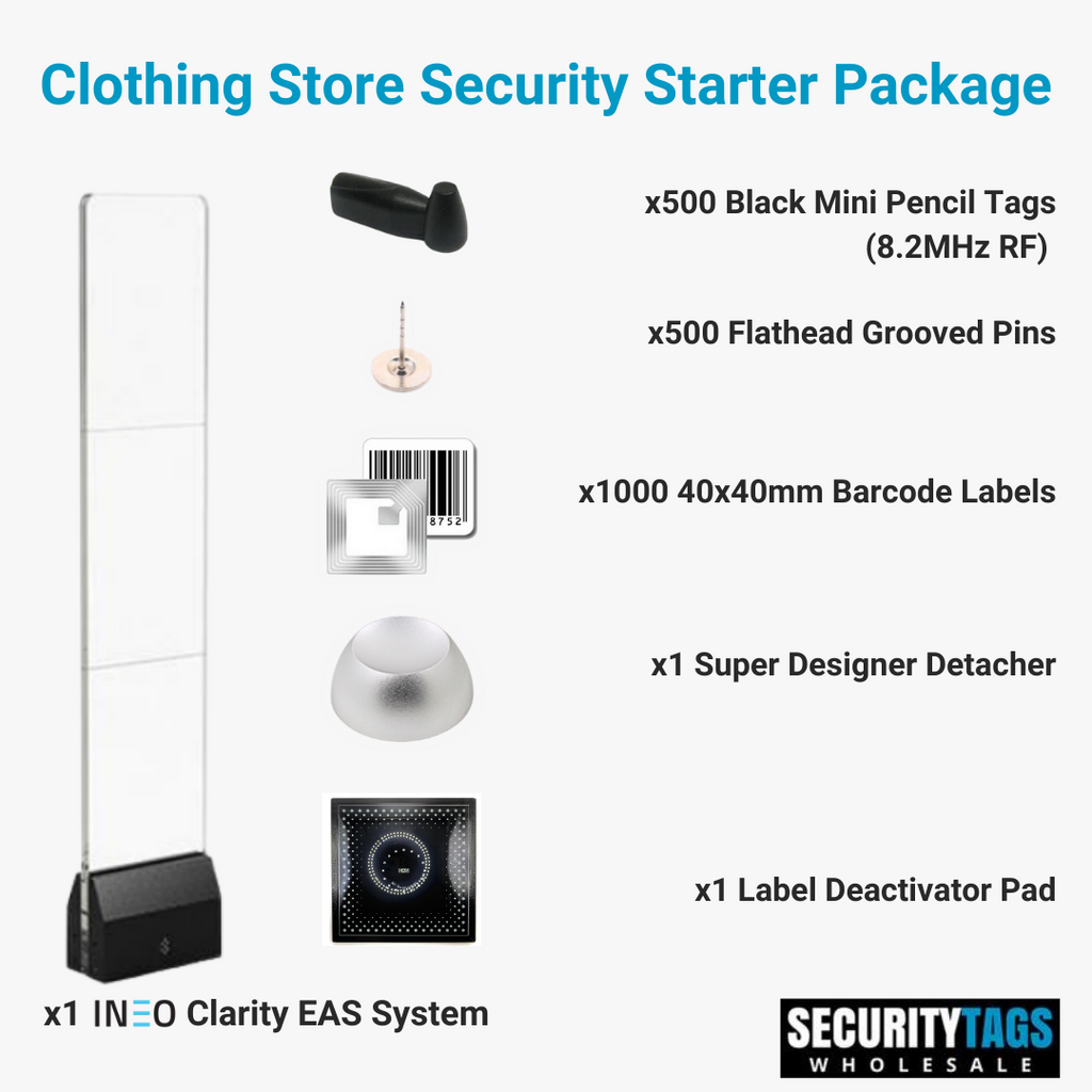 INEO Clarity EAS System - Clothing Store Starter Package With Mini Pencil Tags